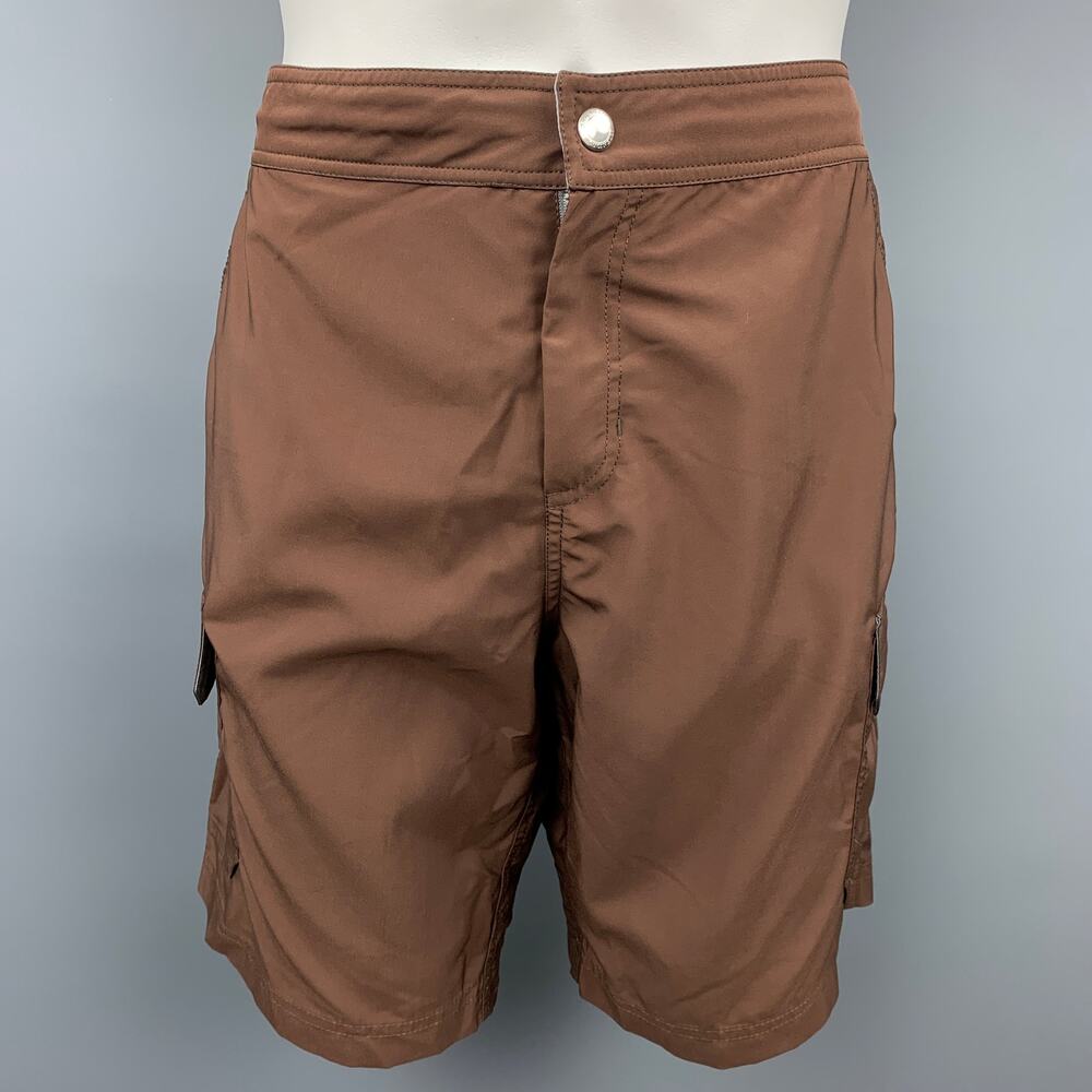 BRUNELLO CUCINELLI Size 34 Brown Cargo Polyester Cargo Swim Trunks